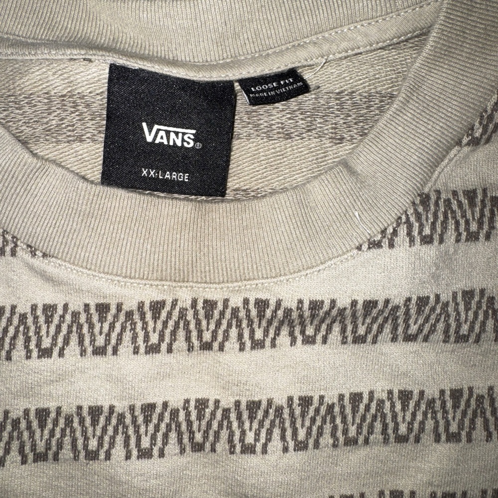 Vans Men's Palmer Jacquard Knit T-Shirt XXL London Fog Beige Loose Fit - Picture 4 of 9